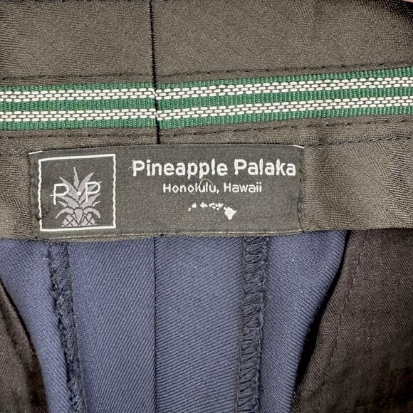 Pineapple Palaka Navy‎ Blue Button Zip Belt Loops Flat Front Pants 32 x 29 - Picture 3 of 6
